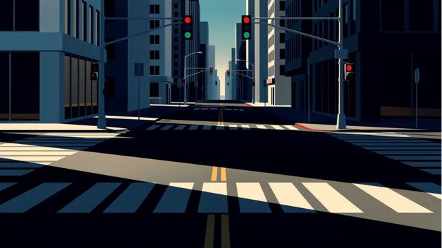 City street with crosswalk lines.