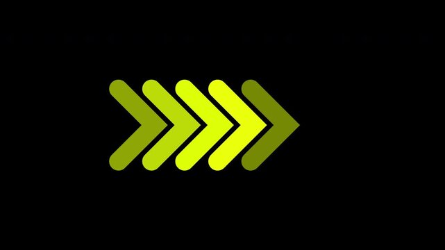 Dynamic swipe rigrht  animation  yellow arrow right directional, loop motion concept animation
