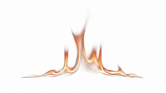 Digitally rendered abstract image depicting dancing flames against a white backdrop