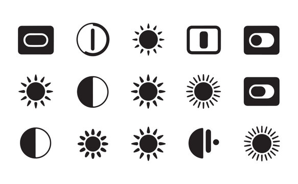 Sun mode and moon mode switch icons collection. day and night toggle buttons, light dark theme.
