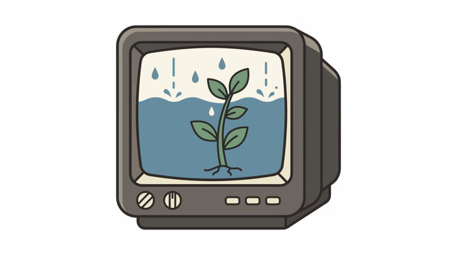 Plant Growing Inside an Old Television Screen Concept