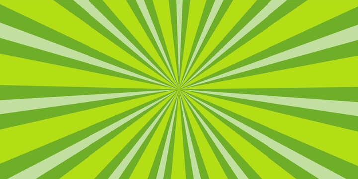 Bright green spiral rays background. Comics, pop art style.