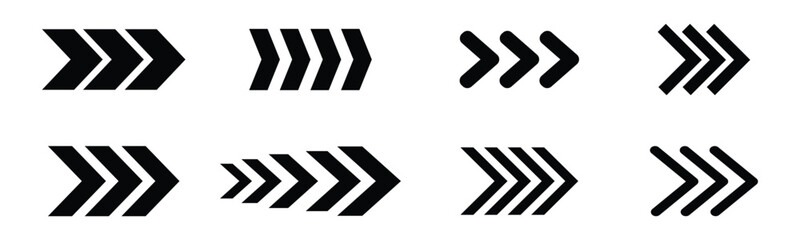 Premium black chevron arrow set for fast forward navigation © Gill