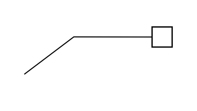 Minimalist callous element with pointer line and square focus box on white background, clean high-tech interface indicator for info graphic design.