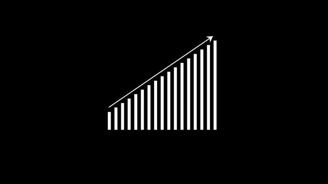 Business growth visualization hi-tech sales marketing and profit chart animation with future target arrow on black background 4k video animation.