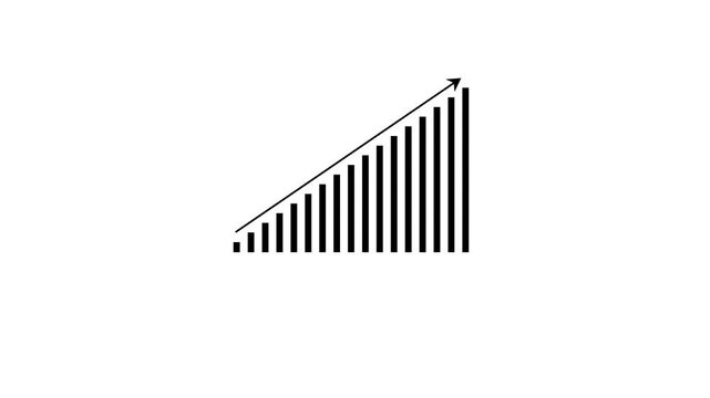 Business growth visualization hi-tech sales marketing and profit chart animation with future target arrow on white background 4k video animation.