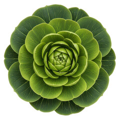 Obraz premium A symmetrical green succulent plant with layered petals on black background