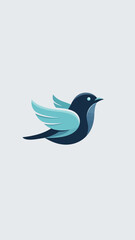 Obraz premium Blue Bird Flying Logo Icon, Simple Vector Illustration