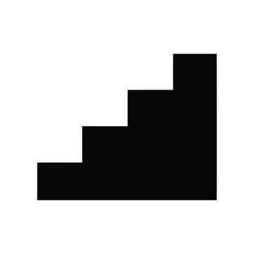 Minimalist glyph black and white illustration of a staircase, abstract design, modern art concept