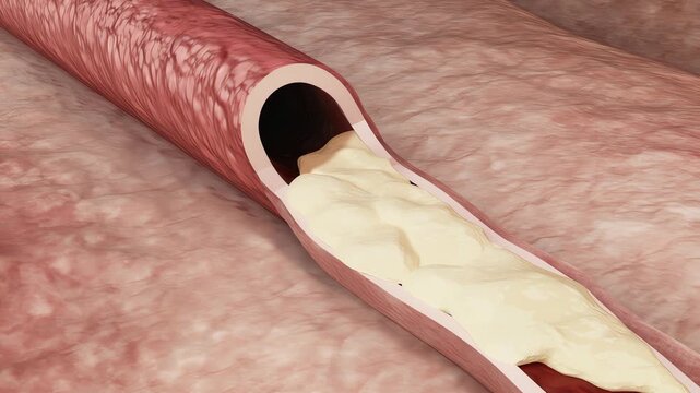Arterial walls gradually narrowing due to plaque buildup