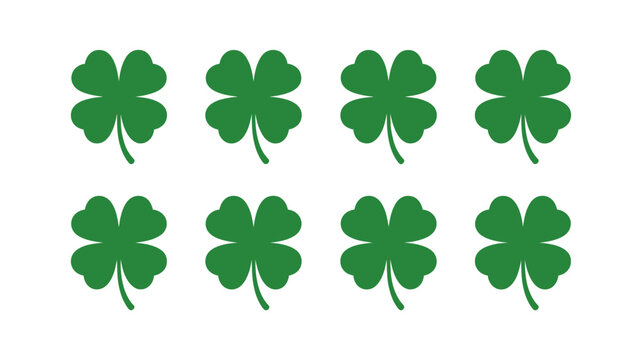 Green four leaf clover pattern on a white background lucky charm illustration high quality professional detailed