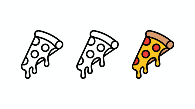 pizza slice icons set line art and colored variations on a white background high quality professional