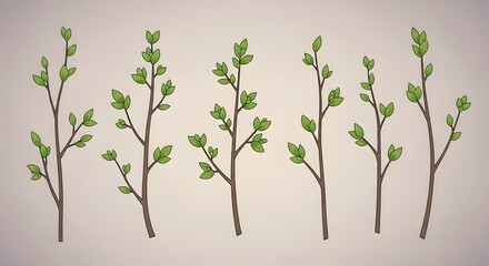 Fototapeta premium Growing Green Plants in a Row for Nature Illustration.