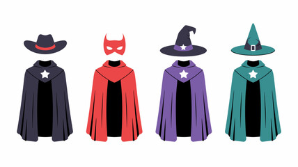 Stylized superhero costumes with masks and capes isolated on a white background high quality professional detailed © MdRafiqul