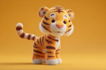 cute cartoon style 3d tiger 