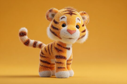 cute cartoon style 3d tiger 