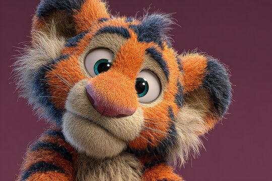 3d tiger cute cartoon style 
