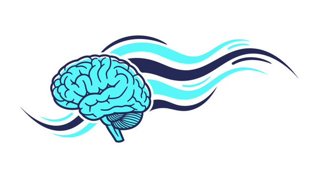 Brain Illustration With Artistic Swirls And Vibrant Color Scheme For a Thoughtful Concept