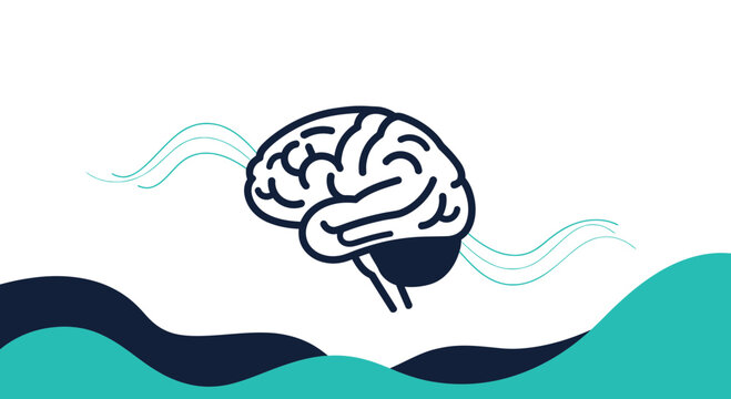 Brain Illustration Depicting Intelligence, Thinking, and Mental Processes in Modern Design