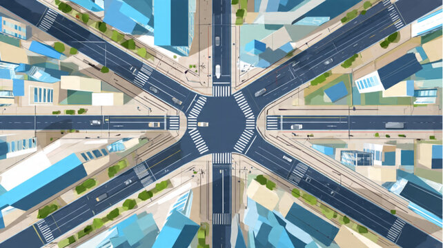 Overhead View of City Roads.