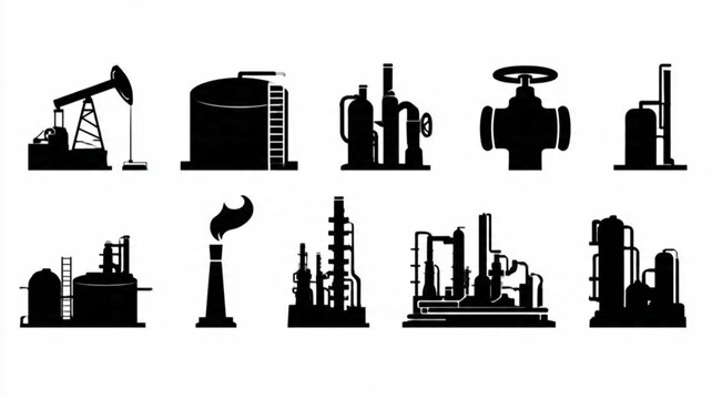 Industrial factory and refinery equipment.