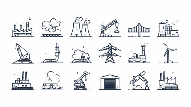 Industrial icons and symbols collection.