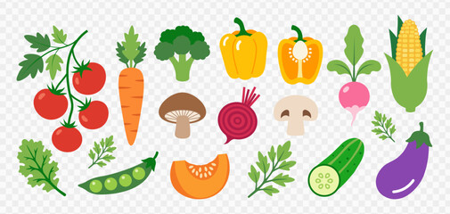 Vegetable Clipart Set with Fresh Produce and Garden Vegetables Vector © Vectorium