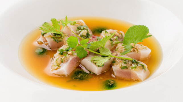 yellowtail amberjack sashimi with jalape&ntilde;o and garnish