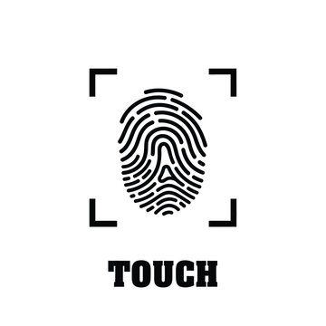 fingerprint scan icon with focus brackets and text black linear design on a white background high quality professional detailed modern