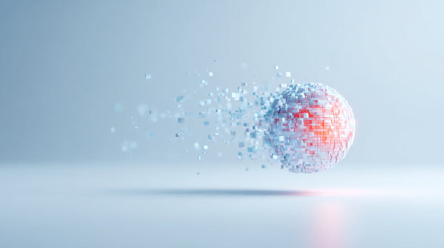 Abstract digital sphere with pixel dispersion
