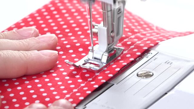 Sewing Machine, Tailor Woman Working in a Tailoring Workshop, Worker Stitching, Making a Craft Project