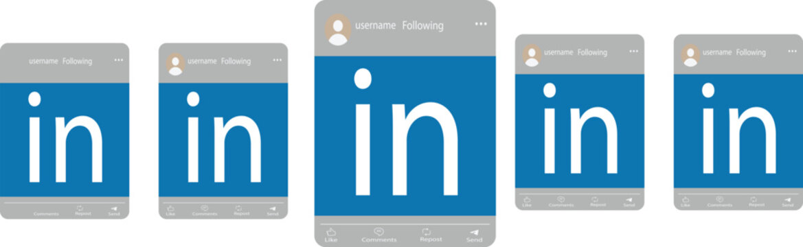 LinkedIn UI mockup with feed posts profile. LinkedIn Text Post UI Template Mockup with Transparent background and Like, Comment, Repost, Send, Follow. Post Interface LinkedIn Social Network Feed and P