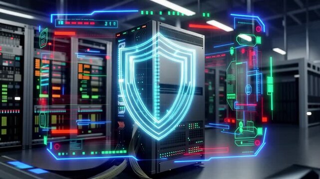 Digital technology business and stock market data network display tech animation video