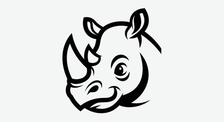 Rhino head illustration modern black and white © Yoamn