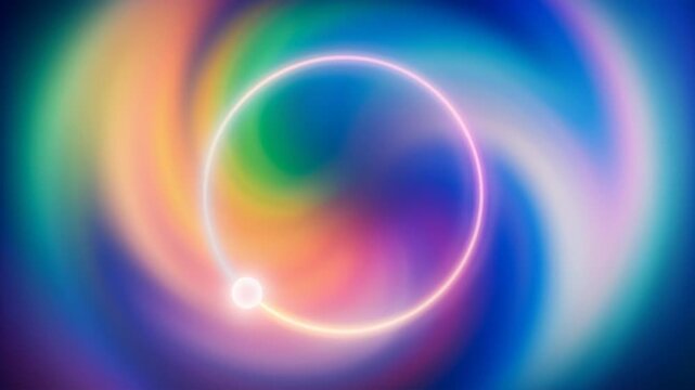 Colorful gradient loop glowing orbit circle abstract swirl neon cosmic sphere vivid spectrum art