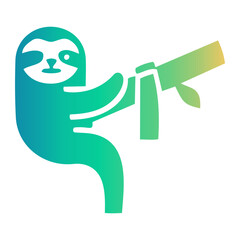 Fototapeta premium A charming tropical animal, a sloth, gazes through a telescope, symbolizing exploration and discovery in a vibrant, gradient illustration