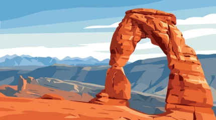 Fotobehang Blauw Delicate Arch in Arches National Park Utah sandstone desert desert landscape under sky  © Nayan