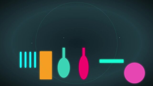 Flat design icons set with colorful shapes and circle background Looping animation video