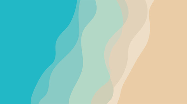 Abstract seamless vector background with geometric wave pattern and footprint illustration in blue green decorative style