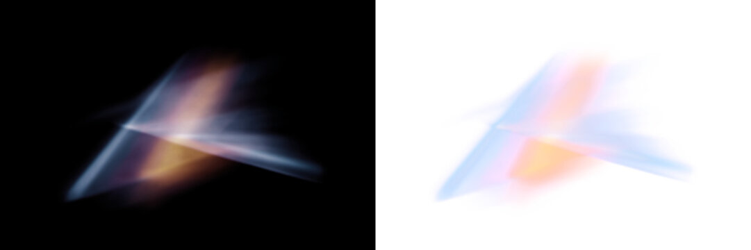 Blue prism light leak flare overlay, abstract glow streaks, transparent png