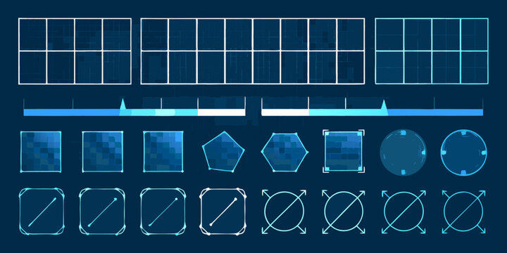 futuristic user interface elements sci fi hud kit on dark background