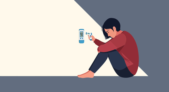 Concerned Person Taking Temperature with Thermal Scanner Measuring Fever Symptoms