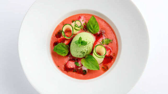 strawberry balsamic gazpacho with basil