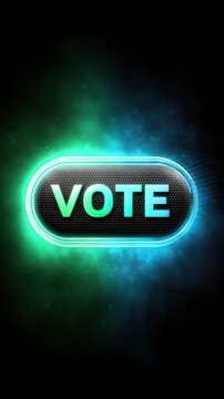 digital neon glowing vote button vertical video