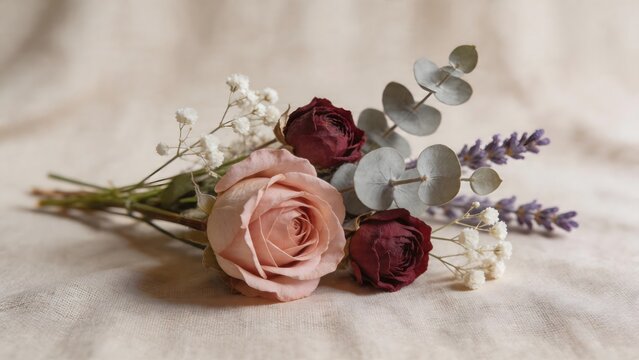 Bouquet of dried roses and flowers