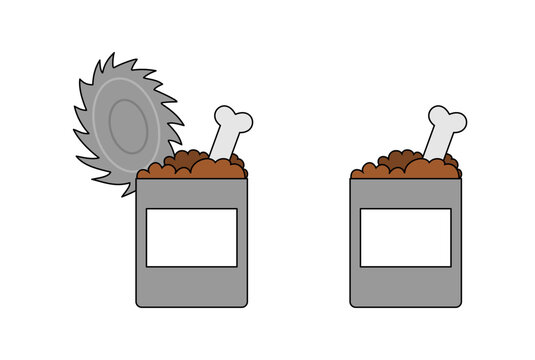 Tin can filled with dog or cat food, with blank label - vector