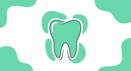 Obraz premium Dental Health Illustration: Clean Tooth Surrounded by Abstract Graphic Design Elements