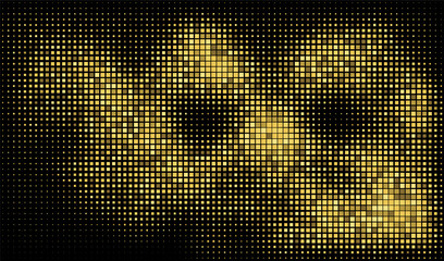 Glitter background dust with gold golden light and effect shine sparkle. Vector glow confetti with magic abstract holiday and luxury star texture. Shiny black glitter with stardust bright gold. © Shanvood