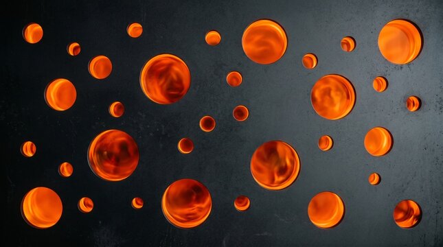 Glowing orange bubbles on a dark background