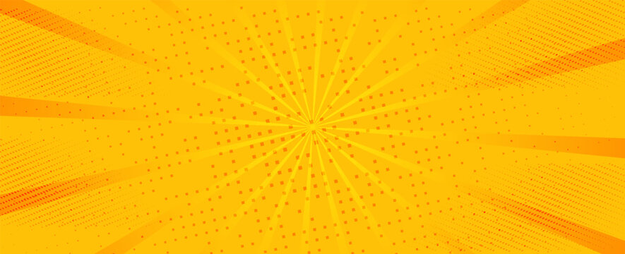 Vintage Pop Art Comic Book Background with Halftone Pattern and Retro Starburst Design